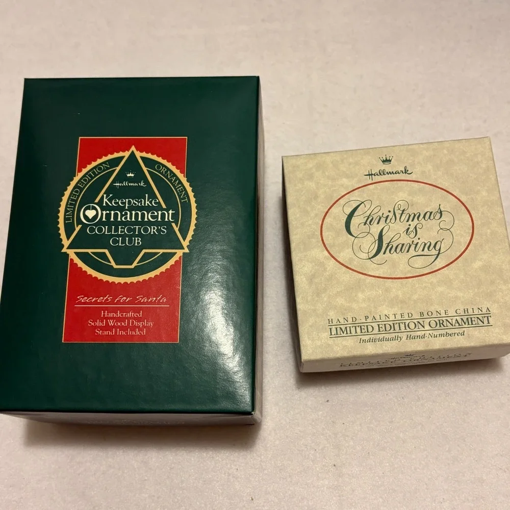 Lot 5 Vintage Hallmark Keepsake Club Fine Porcelain Ornaments Angel Santa Boxed